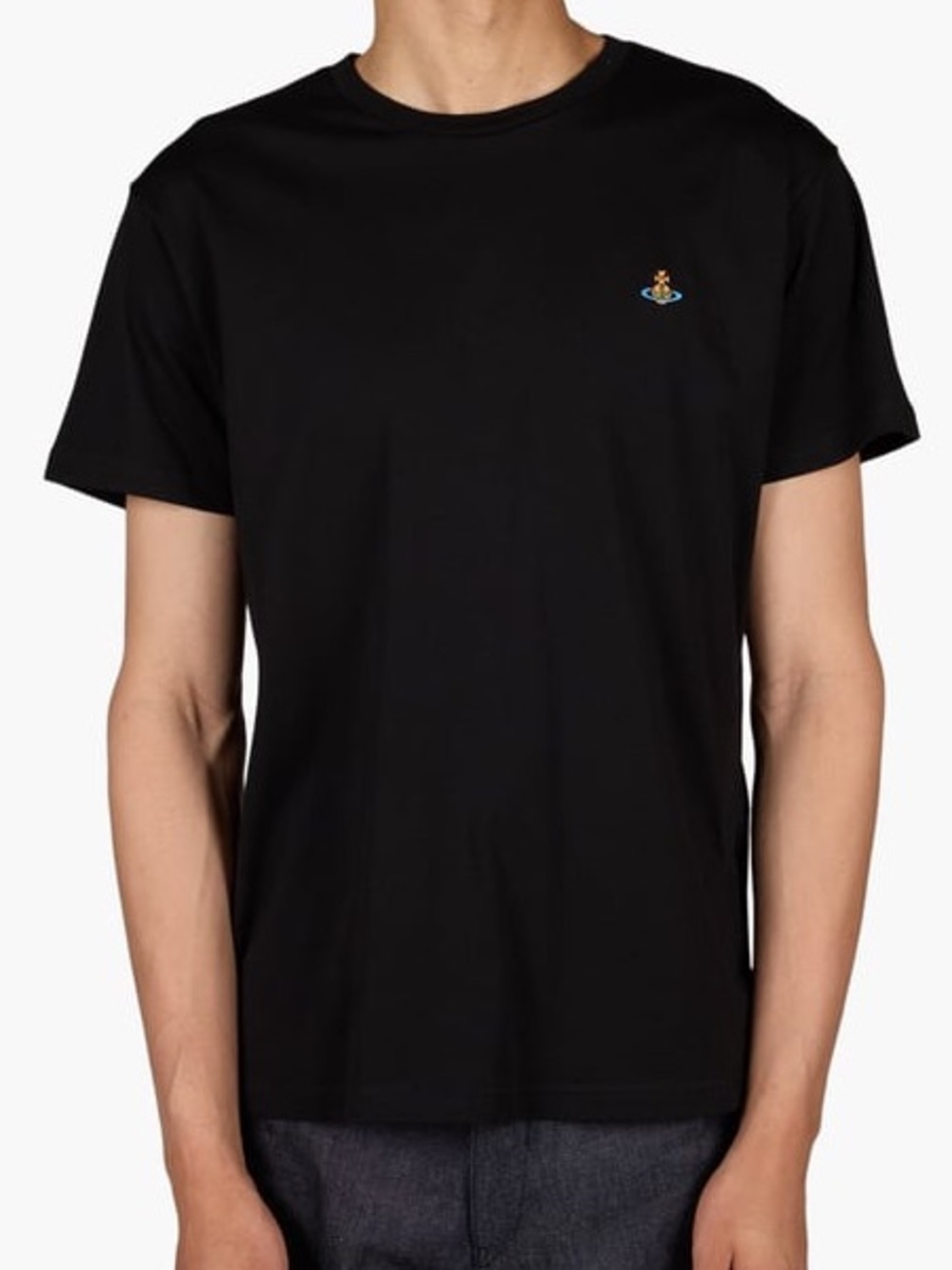 Vivienne Westwood Black Short-Sleeve Crewneck Tee with Orb Embroidery